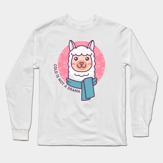 Alundrart Cute Kawaii Winter Llama Design Long Sleeve T Shirt